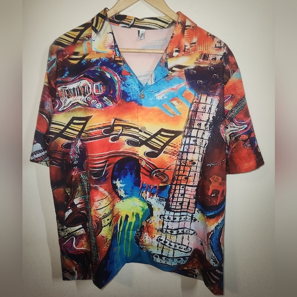Vintage MissLook Graphic Print Short Sleeved Button Up Shirt, Men's Size Medium - Picture 1 of 4